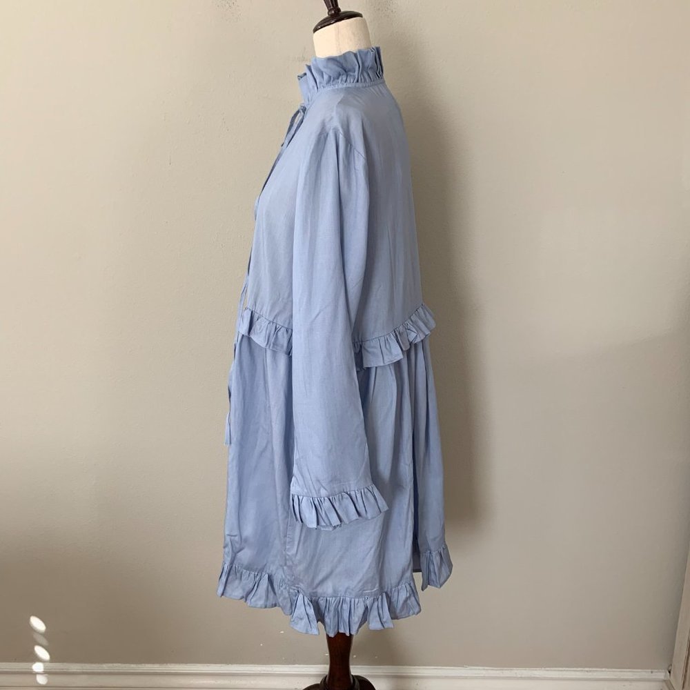 HP💋NWT! Madeleine Maternity Studio 18 Sz M Tie Neck Long Sleeves Ruffle Dress - Picture 4 of 7